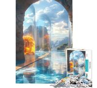 Rompecabezas de 1000 Piezas para Adultos Paisaje Surrealista con Agua y Arcos Rompecabezas para Adultos Juegos relajantes desafío difícil diversión en casa (Tamaño 38x26cm)