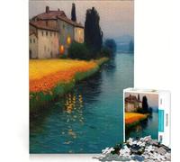 Rompecabezas de 1000 Piezas para Adultos Paisaje Toscano con río Juego de ingenio Ideal para Reducir el estrés un Regalo estupendo para los Amantes de los Juegos 38x52cm