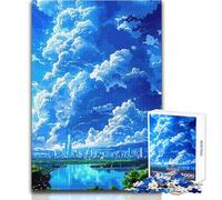 Rompecabezas de 1000 Piezas para Adultos: Paisaje Urbano bajo un Cielo Azul Nublado Disfruta de un Ambiente Relajado y Tranquilo Ajuste Estable Corte preciso Tamaño del Juguete: 38x26cm