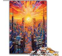 Rompecabezas de 1000 Piezas para Adultos,Paisaje Urbano con arcoíris Colorido,Hecho de Madera,un Gran Regalo para la diversión Familiar de 50x75cm para Vacaciones,cumpleaños y Noches de Juegos