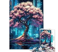Rompecabezas de 1000 Piezas para Adultos Paisaje Urbano con cerezos en Flor Juguetes de Bricolaje para Adultos desafío difícil (tamaño 50x75cm)