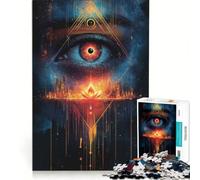 Rompecabezas de 1000 Piezas para Adultos: Paisaje Urbano con el Ojo Que Todo lo ve, Juego Imposible, decoración del hogar, Regalo Ideal para Toda la Familia 38x26cm
