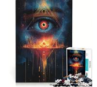 Rompecabezas de 1000 Piezas para Adultos: Paisaje Urbano con el Ojo Que Todo lo ve, Juego Imposible, decoración del hogar, Regalo Ideal para Toda la Familia 38x52cm