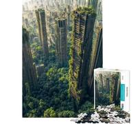 Rompecabezas de 1000 Piezas para Adultos Paisaje Urbano Cubierto de vegetación La Naturaleza reclama Las ruinas urbanas Rompecabezas para Adultos Juguete Decorativo para la Pared Un desafío difícil