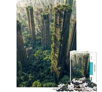 Rompecabezas de 1000 Piezas para Adultos Paisaje Urbano Cubierto de vegetación La Naturaleza reclama Las ruinas urbanas Rompecabezas para Adolescentes Juegos relajantes Regalo de cumpleaños