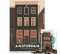 Rompecabezas de 1000 Piezas para Adultos,Paisaje Urbano de Ámsterdam,Bordes limpios,Juego de Desarrollo cognitivo,Juego Lento,diversión Festiva,Regalo de Ocio (50x75cm)