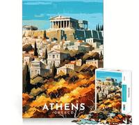 Rompecabezas de 1000 Piezas para Adultos Paisaje Urbano de Atenas,Grecia Arte de Ajuste Desafío Mental Diversión,Tiempo de Descanso,Juego,Regalo de cumpleaños para la Mente (38x52cm)
