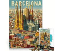 Rompecabezas de 1000 Piezas para Adultos Paisaje Urbano de Barcelona con la Sagrada Familia Juego de Mesa de Ajuste Perfecto Regalo Ideal para Jugar y divertirse en cumpleaños (50x75cm)