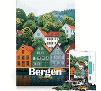 Rompecabezas de 1000 Piezas para Adultos,Paisaje Urbano de Bergen,Noruega,Juego de Ajuste, Juego Mental,Regalo de Juego Libre,Regalo de cumpleaños Mental (38x52cm)