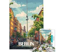 Rompecabezas de 1000 Piezas para Adultos Paisaje Urbano de Berlín con Torre de televisión Un Reto para completar Ideal para Pasar el Tiempo en casa Durante Las Vacaciones Juguete antiestrés Apto