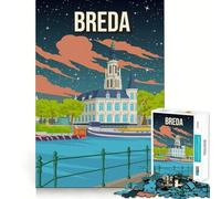 Rompecabezas de 1000 Piezas para Adultos,Paisaje Urbano de Breda,Países Bajos,póster de Viaje,Rompecabezas Divertido,Regalo de Ocio,decoración navideña (38x52cm)