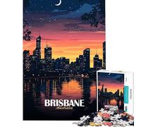 Rompecabezas de 1000 Piezas para Adultos Paisaje Urbano de Brisbane Australia de Noche Juego Imposible Juguete Educativo y Divertido para Mejorar la Memoria (Tamaño 38x26cm)