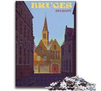 Rompecabezas de 1000 Piezas para Adultos, Paisaje Urbano de Brujas, Bélgica Rompecabezas de 1000 Piezas para Adolescentes, Ideal para Relajarse y Pasar el rato Entre Padres e Hijos (26x38cm)