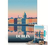 Rompecabezas de 1000 Piezas para Adultos,Paisaje Urbano de Dublín,Irlanda,Reflejo artístico,Juego de Bordes Afilados,Juego de Habilidad Mental,Juego Tranquilo, (50x75cm)