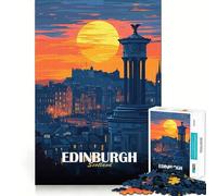 Rompecabezas de 1000 Piezas para Adultos Paisaje Urbano de Edimburgo,Escocia,al Atardecer Corte Juego para concentrarse Regalo para un rato de Ocio y diversión cumpleaños
