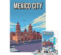 Rompecabezas de 1000 Piezas para Adultos Paisaje Urbano de la Ciudad de México Juego Imposible Juguetes adictivos para Cultivar la Paciencia Regalos de cumpleaños para la diversión Familiar 38x26cm