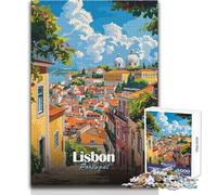 Rompecabezas de 1000 Piezas para Adultos, Paisaje Urbano de Lisboa, Portugal, Hermoso diseño, Juego difícil, desafío, Gran Regalo, tamaño 50x75cm