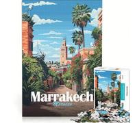 Rompecabezas de 1000 Piezas para Adultos Paisaje Urbano de Marrakech decoración de Pared Juego de Carreras de Velocidad Ideal para Decorar un Escritorio 38x52cm