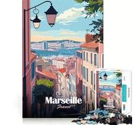Rompecabezas de 1000 Piezas para Adultos,Paisaje Urbano de Marsella,Francia,póster de Viaje,Corte Premium,Juego para ejercitar la Mente,diversión sin Preocupaciones,decoración navideña (38x52cm)