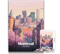 Rompecabezas de 1000 Piezas para Adultos, Paisaje Urbano de Montreal, Canadá, con Flores de Cerezo, Hermoso diseño, Juego difícil, desafío, Gran Regalo, tamaño 38x26cm