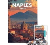 Rompecabezas de 1000 Piezas para Adultos Paisaje Urbano de Nápoles Italia con el Monte Vesubio Rompecabezas para Adultos Juegos relajantes Divertidos y con Humor para Disfrutar en casa (50x75cm)