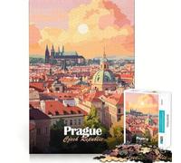 Rompecabezas de 1000 Piezas para Adultos Paisaje Urbano de Praga al Atardecer Juego Divertido para ejercitar la Mente Ideal para Jugar en un rato Agradable o en un cumpleaños (38x52cm)