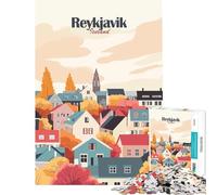 Rompecabezas de 1000 Piezas para Adultos Paisaje Urbano de Reikiavik Juguete Educativo para Juegos de desafío decoración del hogar Regalos artísticos tamaño 75x50cm