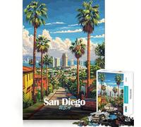 Rompecabezas de 1000 Piezas para Adultos,Paisaje Urbano de San Diego,Corte Suave,Arte,Actividad Cerebral Inteligente,Tiempo de Ocio,Divertido,decoración navideña,Regalo (38x52cm)
