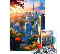 Rompecabezas de 1000 Piezas para Adultos Paisaje Urbano de Tokio al Atardecer Juego Educativo Juguete adictivo para Cultivar la Paciencia Ideas de Regalo Decoración para el hogar (Tamaño 38x26cm)