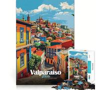 Rompecabezas de 1000 piezas para adultos, paisaje urbano de Valparaíso, Chile Juego divertido para desarrollar la mente y el pensamiento Ideal para el tiempo libre y para celebrar cumpleaños (38x52cm)