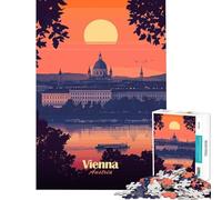 Rompecabezas de 1000 Piezas para Adultos Paisaje Urbano de Viena al Atardecer Juguete Educativo para Juegos de desafío Decoración para el hogar Obra de Arte Regalos Tamaño 38x52cm