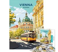 Rompecabezas de 1000 Piezas para Adultos Paisaje Urbano de Viena Austria con tranvía Ideal para cumpleaños Navidad Actividades Familiares y Juguetes de Bricolaje para Mayores de 14 años 50x75cm