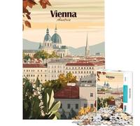 Rompecabezas de 1000 Piezas para Adultos Paisaje Urbano de Viena Austria póster de Viaje Juguete Juego Intelectual Juego Familiar Ideal para Parejas Amantes de los Juegos