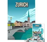 Rompecabezas de 1000 Piezas para Adultos Paisaje Urbano de Zúrich Suiza Ideal para Juegos educativos desafíos y como Juguete Decoración para el hogar Regalos artísticos Tamaño 38x52cm