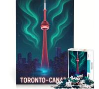 Rompecabezas de 1000 Piezas para Adultos Paisaje Urbano neón de Toronto Canadá Juegos Familiares decoración Perfecta cumpleaños y Navidad 38x52cm
