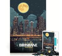 Rompecabezas de 1000 Piezas para Adultos Paisaje Urbano Nocturno de Brisbane,Australia Juego de Corte sin Costuras Juguete para Resolver Problemas Juego Casual Escena navideña Arte (38x52cm)
