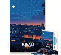 Rompecabezas de 1000 Piezas para Adultos Paisaje Urbano Nocturno de Kigali,Ruanda Diseño de Bordes precisos Juego de lógica Momento de diversión y relajación Regalo Ideal para el Tiempo Libre 38x52cm