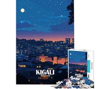 Rompecabezas de 1000 Piezas para Adultos Paisaje Urbano Nocturno de Kigali Ruanda Juego Educativo Juguetes didácticos Excelentes Regalos y Juguetes Ideal para Parejas Tamaño 38x26cm