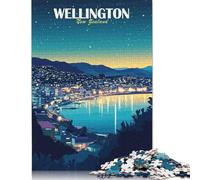 Rompecabezas de 1000 Piezas para Adultos: Paisaje Urbano Nocturno de Wellington, Nueva Zelanda. 38 x 26 cm. Juego Educativo.