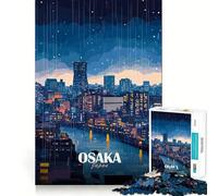 Rompecabezas de 1000 Piezas para Adultos Paisaje Urbano Nocturno lluvioso de Osaka,Japón Arte de Borde Premium Rompecabezas Regalo Ideal para Jugar de Forma Casual Juego de cumpleaños (38x26cm)