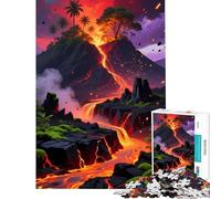 Rompecabezas de 1000 Piezas para Adultos Paisaje volcánico con Flujo de Lava Juego práctico y Educativo Un Gran Regalo para Disfrutar en Familia (tamaño 50x75cm)