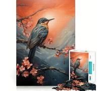 Rompecabezas de 1000 Piezas para Adultos Pájaro Azul,mañana,Corte preciso,Divertido,Juego de lógica,Tiempo de Ocio,Arte de Escena navideña 38x52cm