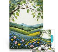 Rompecabezas de 1000 Piezas para Adultos Pájaro Azul sobre Flores Silvestres Desafiante Difícil Interacción Entre Padres e Hijos 52x38cm