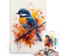 Rompecabezas de 1000 Piezas para Adultos Pájaro de Acuarela en una Rama Desafiante Difícil Trato como Regalo para Toda la Familia 52x38cm