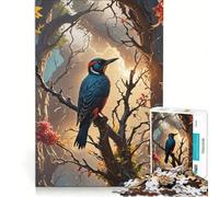 Rompecabezas de 1000 Piezas para Adultos: Pájaro en un Bosque otoñal, Juguetes para armar, interacción Entre Padres e Hijos, colección de Artistas, Bellas Artes 38x26cm