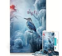 Rompecabezas de 1000 Piezas para Adultos Pájaro en un Mundo de Hielo Ideal para decoración Juego para concentrarse y Relajarse Escena navideña Arte (50x75cm)