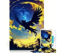 Rompecabezas de 1000 Piezas para Adultos Pájaro Negro en Vuelo,articulaciones precisas,Juego Divertido e Inteligente,Regalo para Momentos de Paz,decoración de cumpleaños (38x52cm)