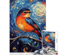 Rompecabezas de 1000 Piezas para Adultos Pájaro Vibrante en la Noche Estrellada - Juego práctico Que Mejora la Memoria y es antiestrés Colección de Artistas Bellas Artes (38x52cm)