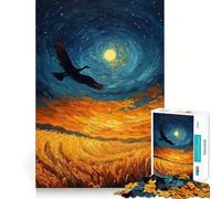 Rompecabezas de 1000 Piezas para Adultos Pájaro Volando sobre un Campo Dorado Pintura artística de Corte nítido Juguete Creativo para desarrollar la Creatividad Juego para el Tiempo Libre