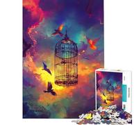 Rompecabezas de 1000 Piezas para Adultos Pájaros escapando de una Jaula Rompecabezas de 1000 Piezas para decoración de Pared Ideal para la diversión Familiar cumpleaños y Navidad